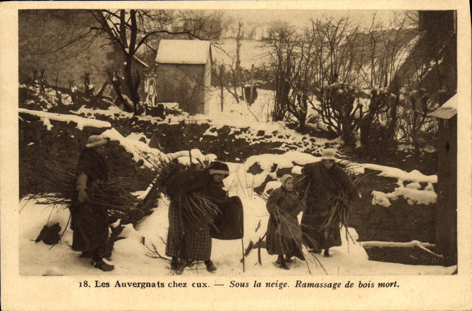 Les Auvergnats chez eux — Sous la neige. Ramassage de bois mort.