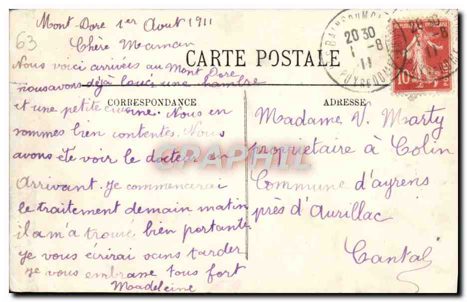 Type d'Auvergne — Lune de Miel — LL. — Reverso