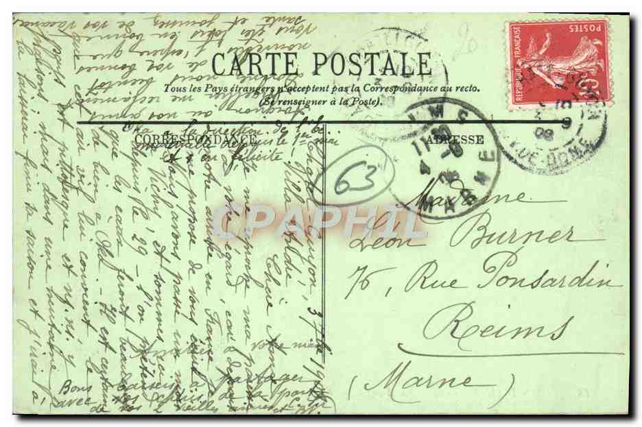 Types d'Auvergne — La Bourrée — La Ronde — Éditeur : La Ronde, n°18 — Reverso