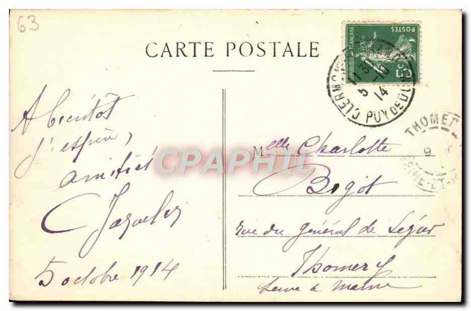 L'Auvergne pittoresque — Paysans sur la route dans la montagne — n° 4548 — Verso