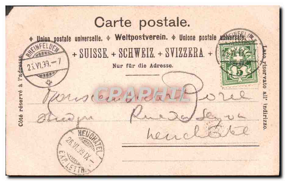 CPA Gruss aus Rheinfelden Carte 1899 — Rückseite