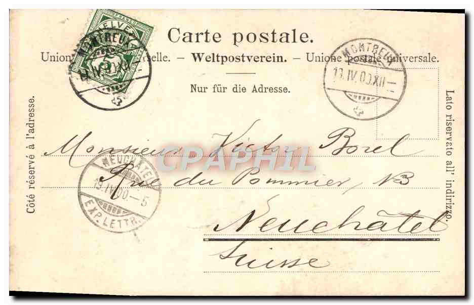 CPA Chateau de Chillon Baie de — Rückseite