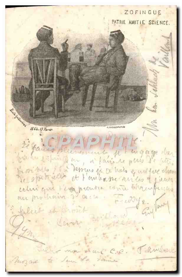CPA Zofingue Patrie Amitie Science Carte 1899