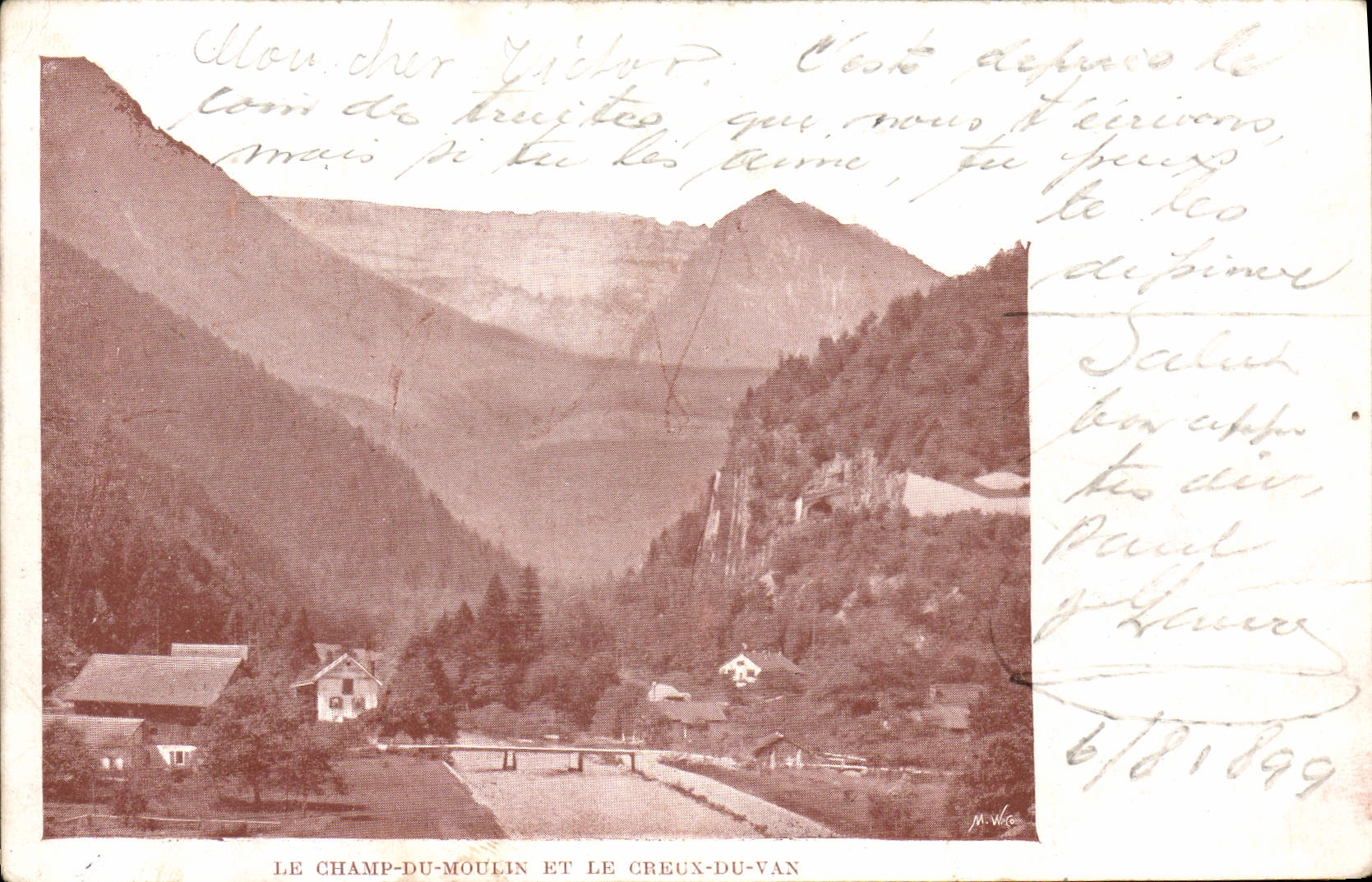 CPA Le Champ Du Moulin Et Le Creux Du Van Carte 1899
