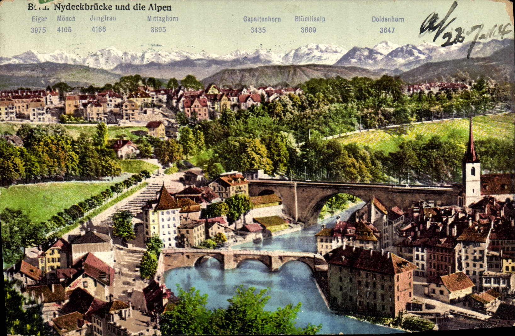 CPA Berne Nydeckbrucke und die Alpen