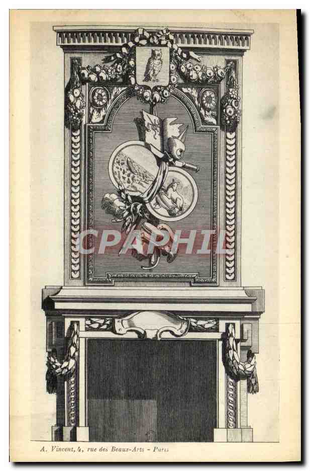 Cheminée décorative — gravure — A. Vincent, 4, rue des Beaux-Arts - Paris
