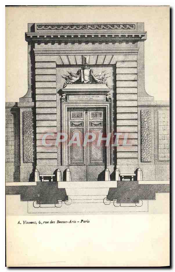 Entrée du 4, rue des Beaux-Arts – Paris — gravure architecturale — A. Vinonot