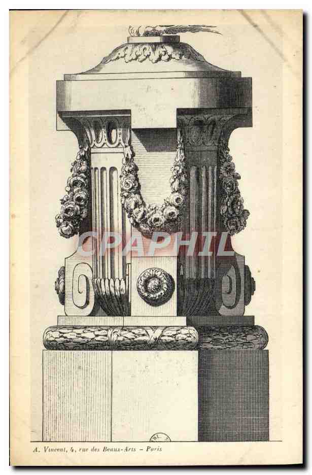Monument funéraire orné — gravure — A. Vincent, 4, rue des Beaux-Arts - Paris