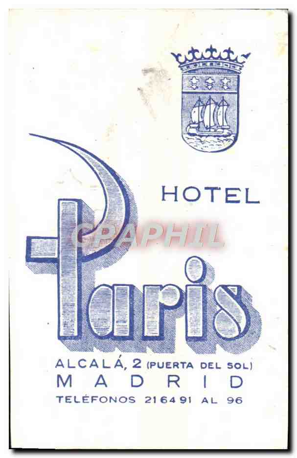 Fiche Hotel Madrid Paris Hotel Alcala — Rückseite