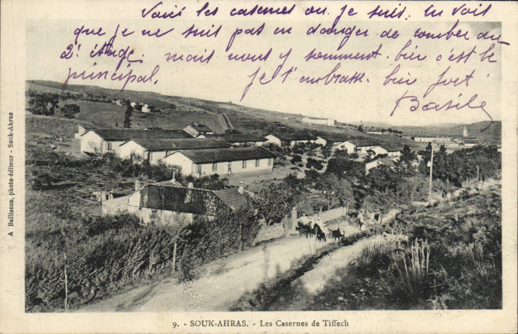 CPA Souk Ahras Les Casernes de Tiffech Militaria