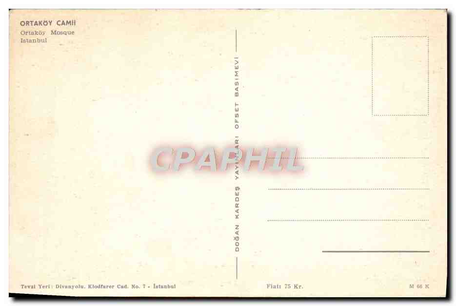 CPA Ortakoy Camil Ortakoy Mosque Turquie — Verso