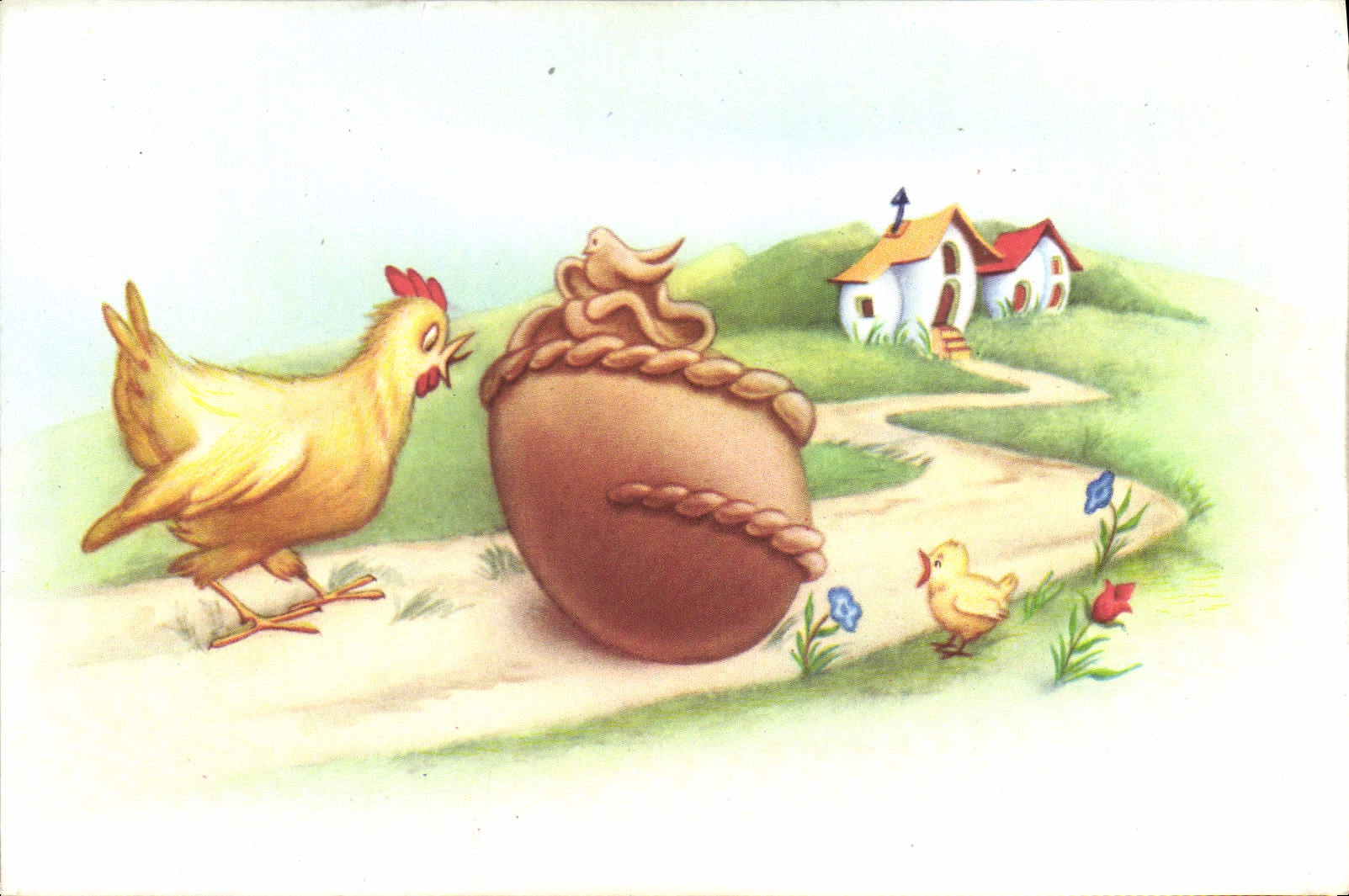 CPA Fantaisie poule Oeuf Paques 