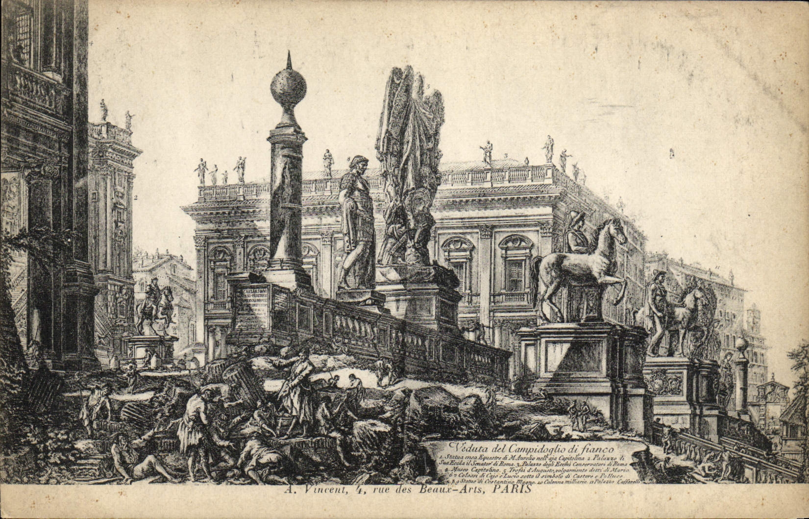 Veduta del Campidoglio di fianco — gravure de A. Vincent, rue des Beaux-Arts, Paris
