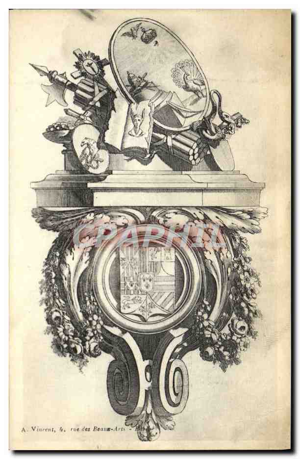 CPA Fantaisie Decor antique Paon