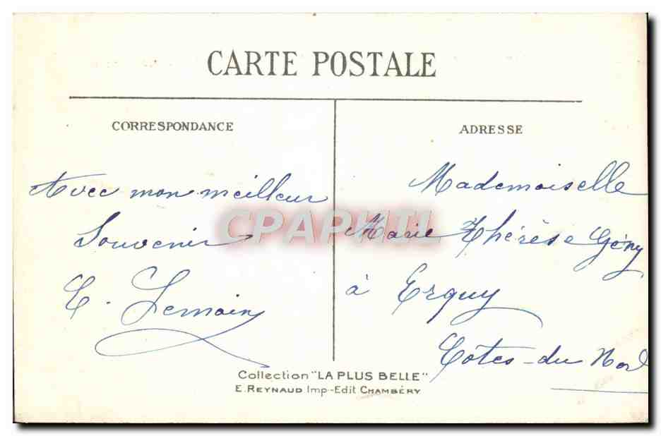 CPA Entre Aix Les Bains Et Chambery Crete Du Nivolet — Rückseite