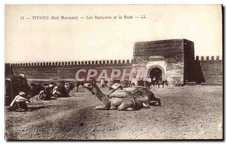 CPA Titnitz Les Remparts Et Le Souk Chameaux