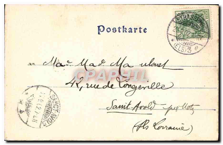 CPA Strasbourg Rue De la Nuee bleue — Rückseite