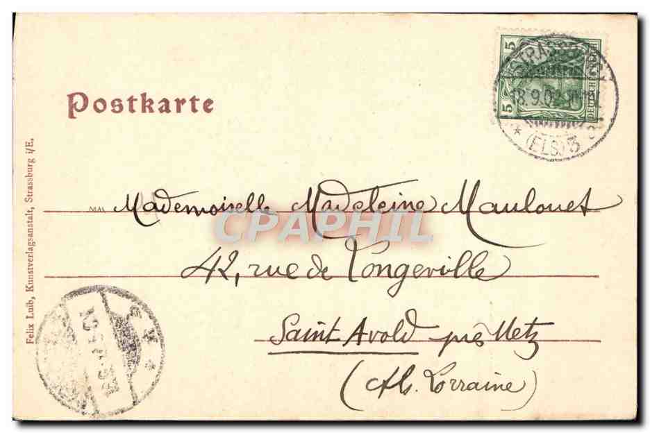 Strasbourg — Rue des Grandes-Arcades — Felix Luib, Künstlerverlaganstalt — Rückseite