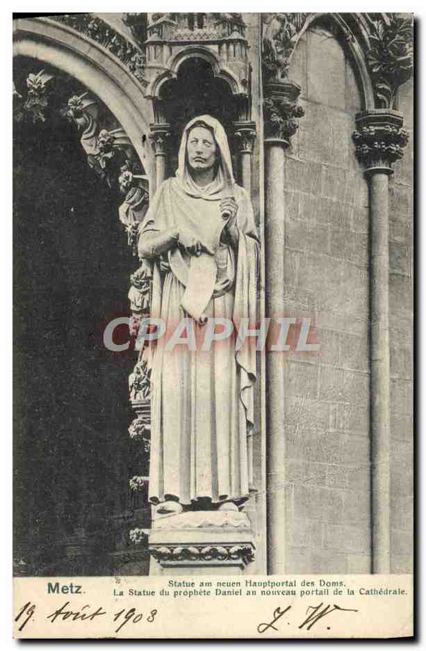 CPA Metz Statue Am Neuen Hauptportal Des Doms