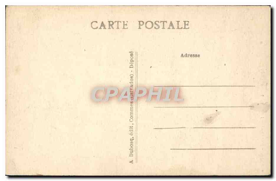 CPA Chateau Fort Creully Le Donjon Attelage Ane  — Rückseite