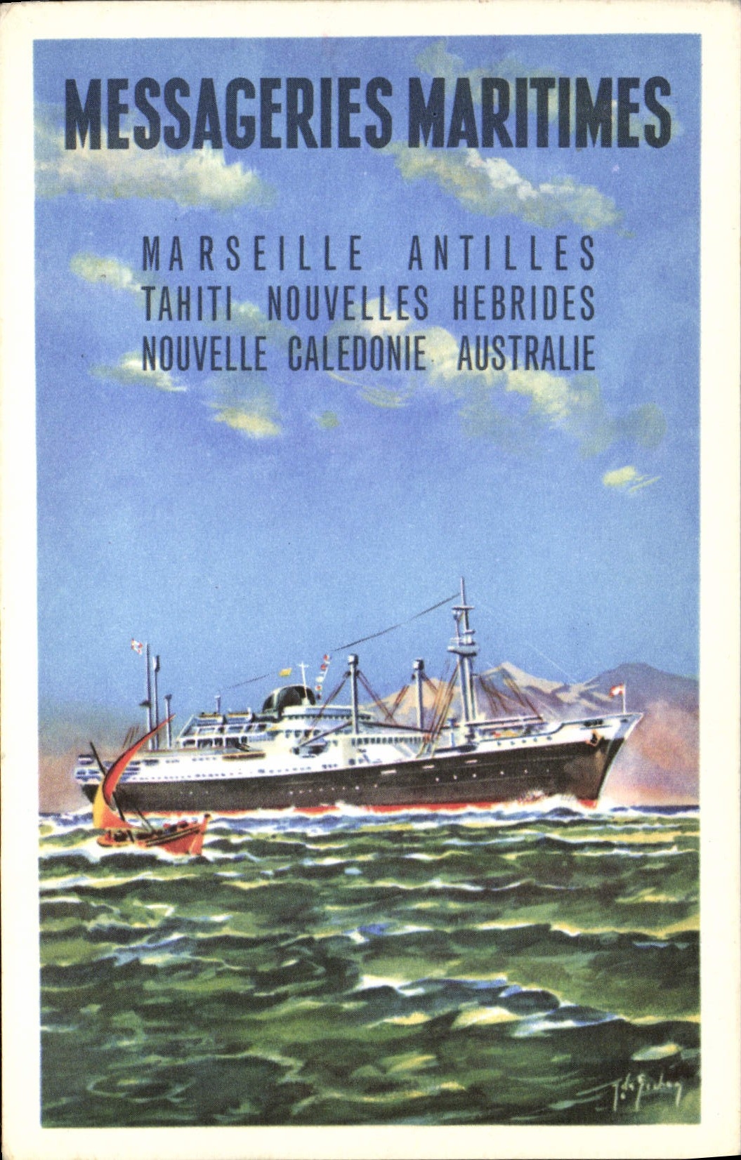 CPA Messageries Maritimes Marseille Antilles Tahiti Nouvelles Hebrides Bateau