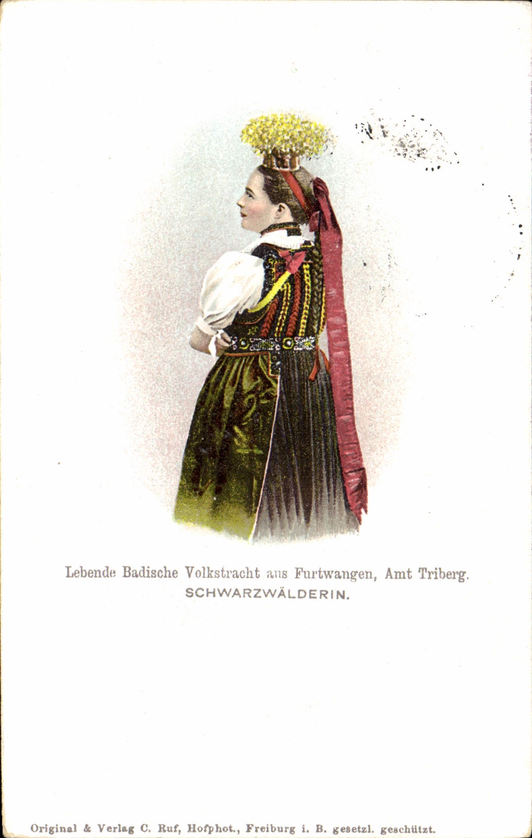 CPA Lebende Badiasche Volkstracht Aus Furtwangen Amt Triberg Schwarzwalderin Folklore 