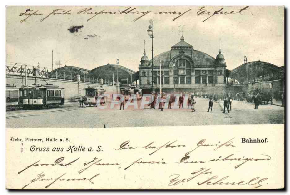 CPA Gruss Aus Halle A S Bahnhof Tramways Carte 1899