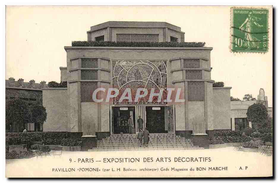 CPA Paris Exposition Des Arts Decoratifs Pavillon Pomone Grands magasins du Bon Marche 