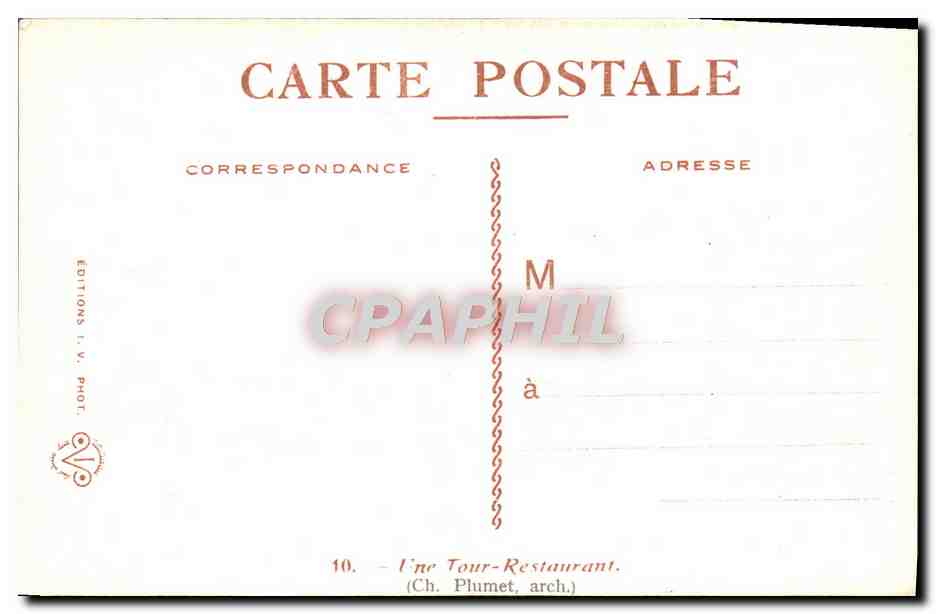 CPA Paris Une Tour Restaurant Exposition des Arts Decoratifs — Verso