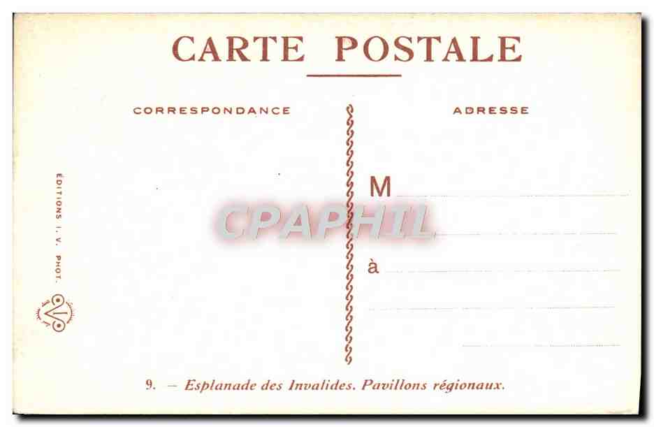 CPA Esplanade Des Invalides Pavillons Regionaux Paris  — Rückseite