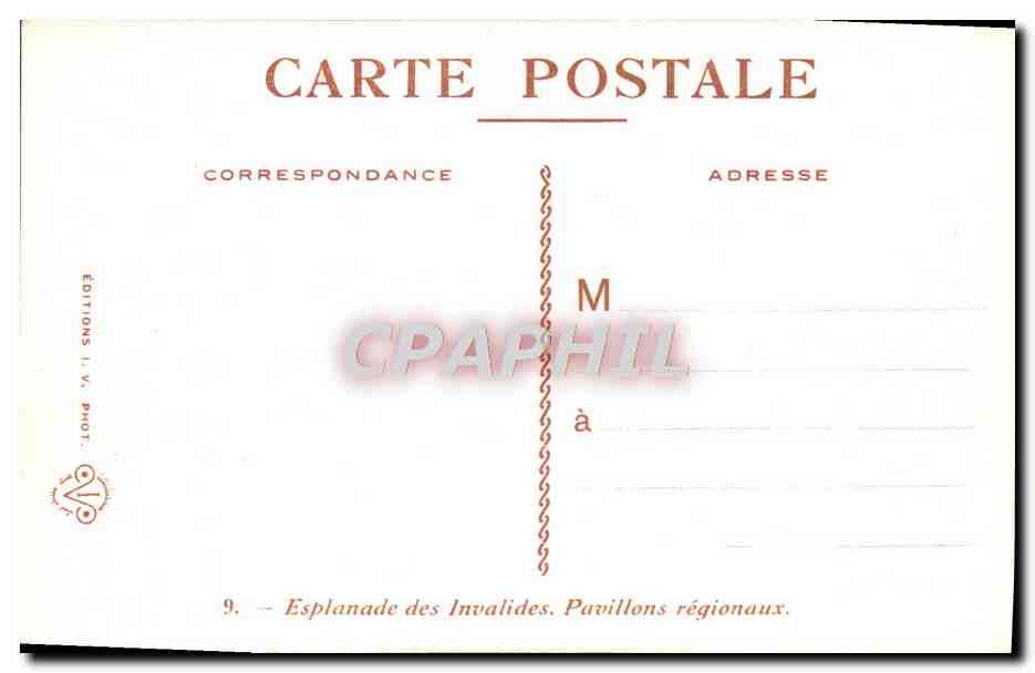 CPA Esplanade Des Invalides Pavillons Regionaux Paris — Rückseite