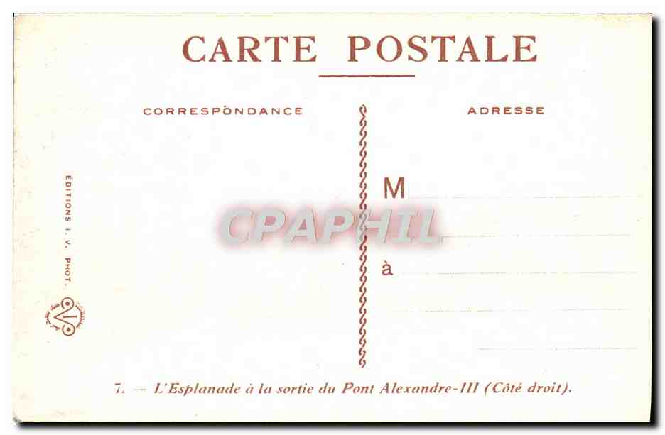 CPA L'Esplanade a La Sortie Du Pont Alexandre III Paris — Rückseite