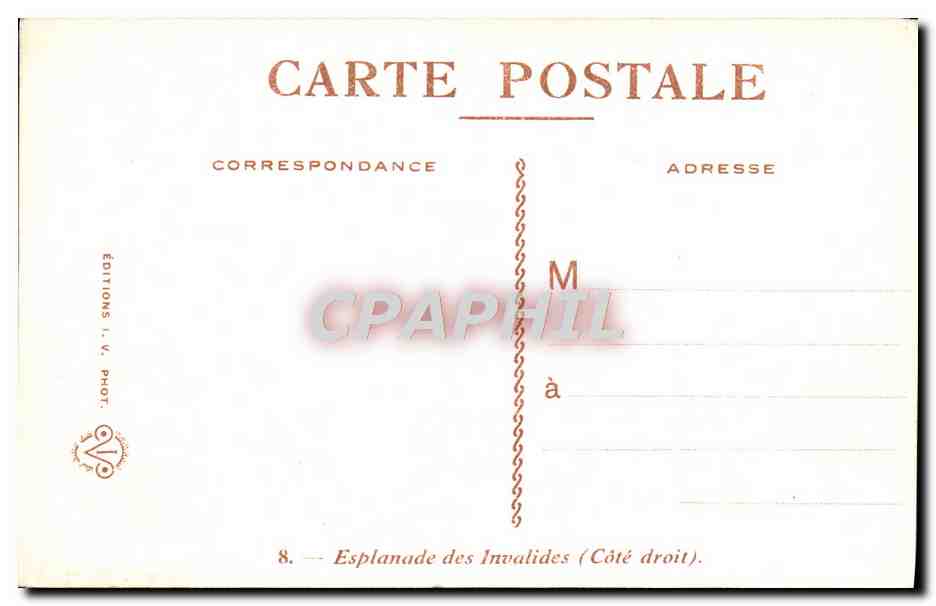 Esplanade des Invalides — Côté droit — Éditions I. V. Phot. — Rückseite