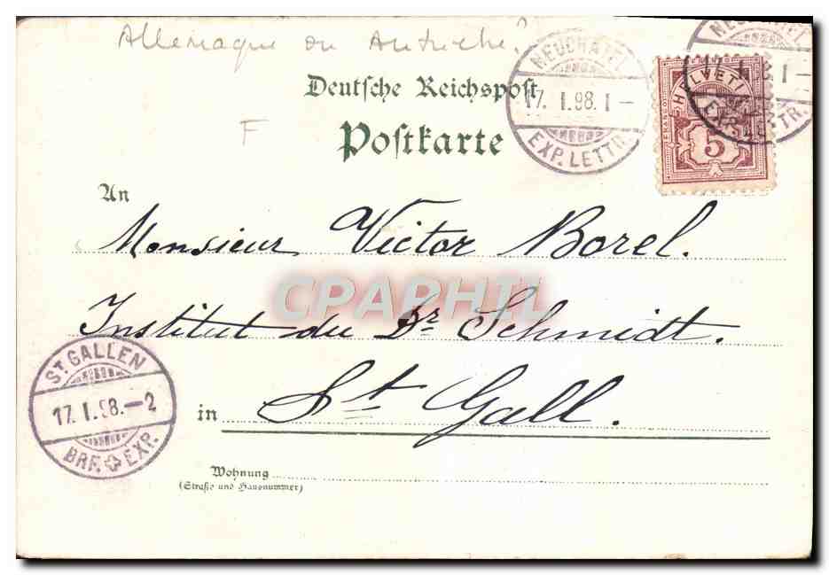 CPA Gruss Aus Neuschwanstein Carte 1898 — Verso