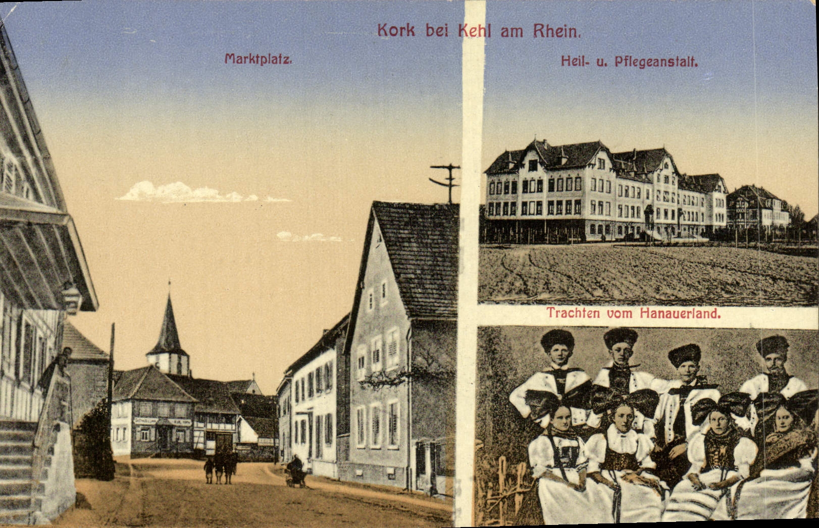 CPA Kork Bei Kehl Am Rhein Marktplatz Trachten Folklore