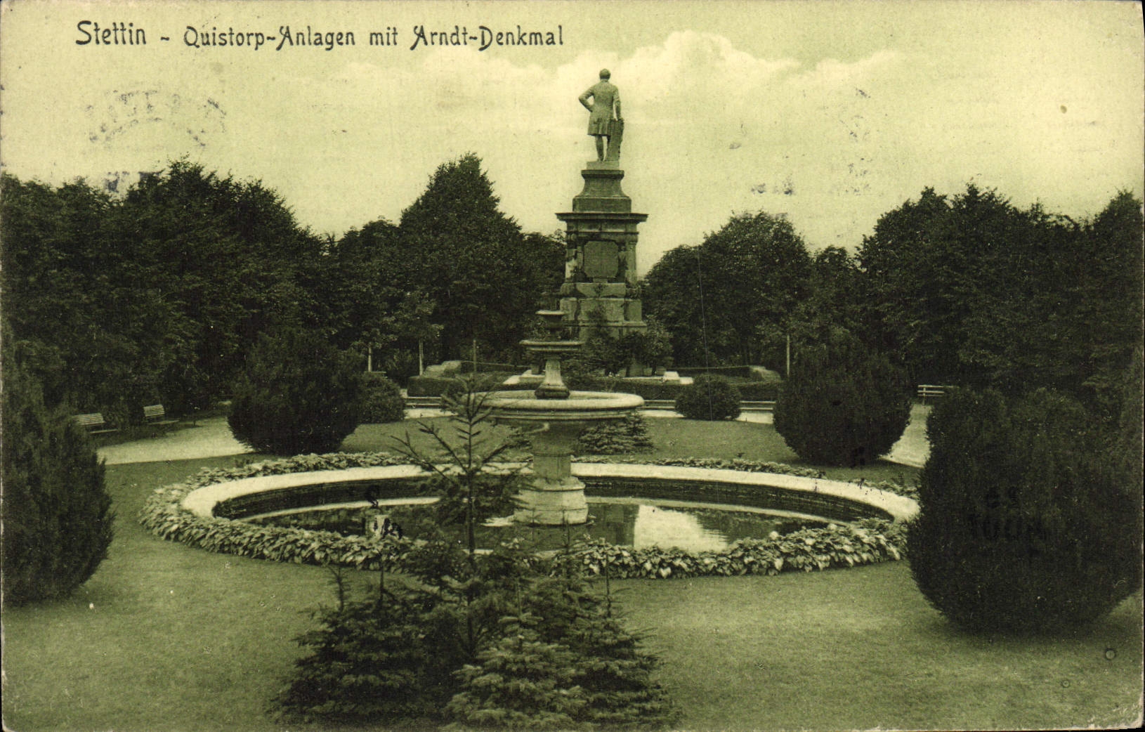 CPA Stettin Quistorp Anlagen Mit Arndt Denkmal Poland Pologne