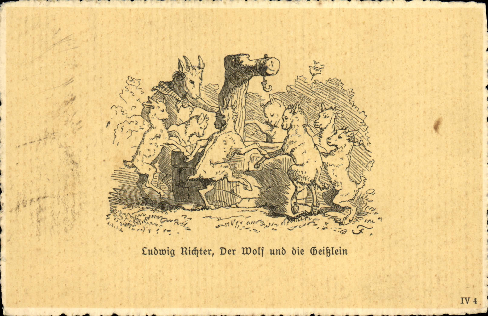 CPA Ludwig Richter Der Wolf Und Die Geiklein Loup Chevre Chevres 