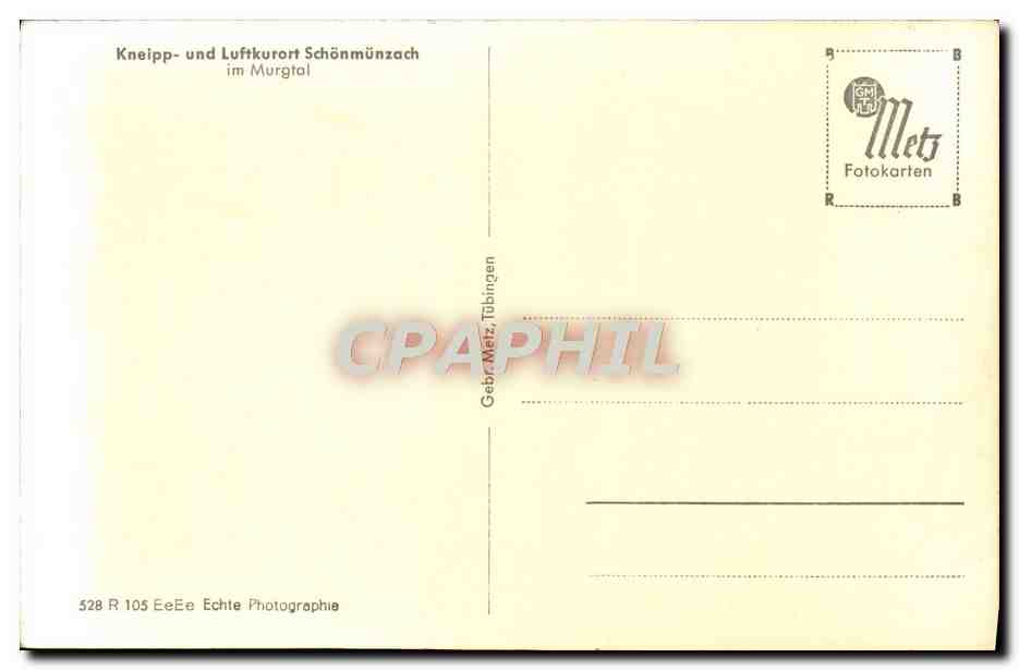 CPA Kneipp Und Luftjutorf Schonmunzach Im Murgtal — Rückseite