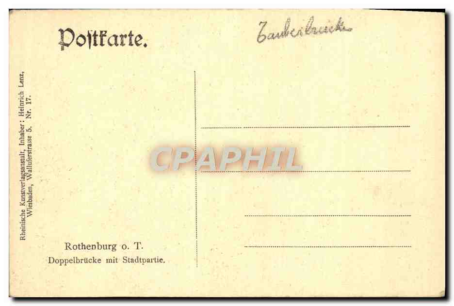 CPA Rothenburg O T Doppelbrucke Mit Stadtpartie — Verso