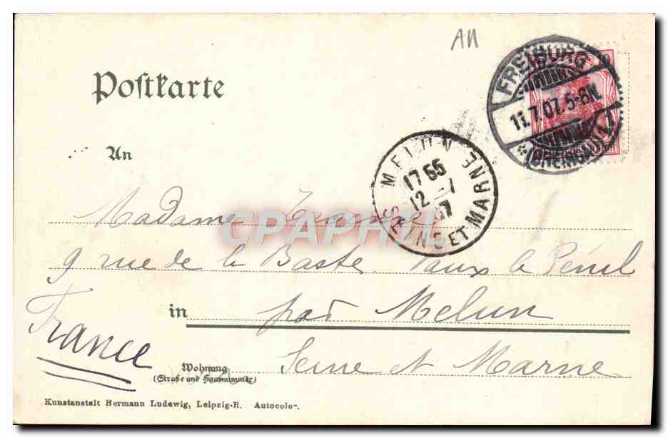 CPA Schwabenthor Martinsthor Freiburg I B  — Rückseite
