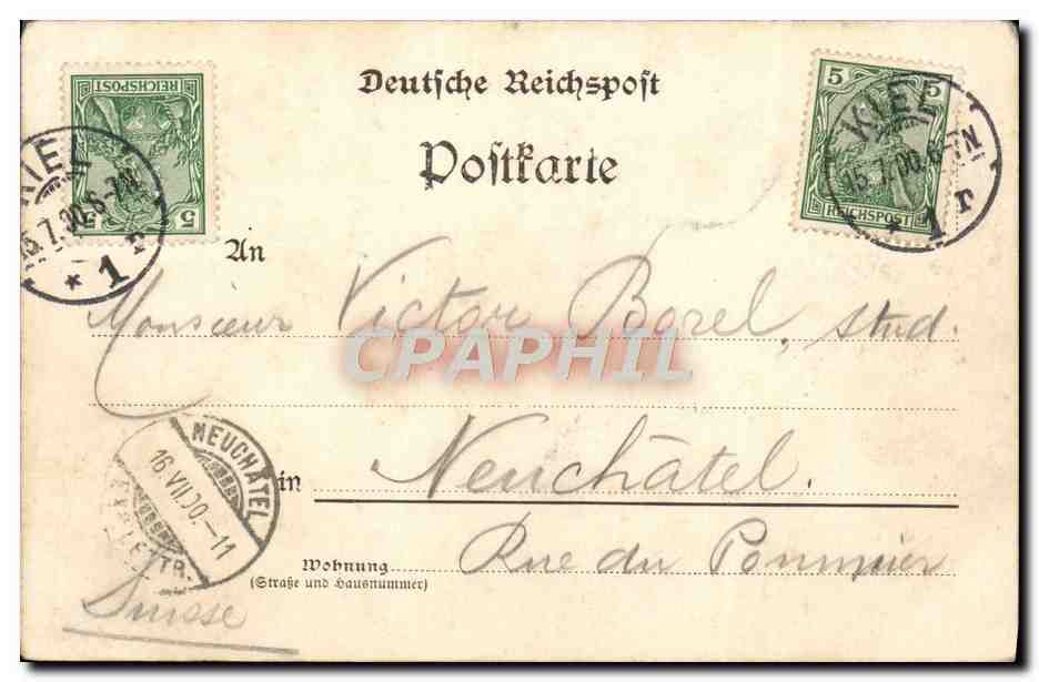 CPA Gruss Aus Kiel Bateau — Verso