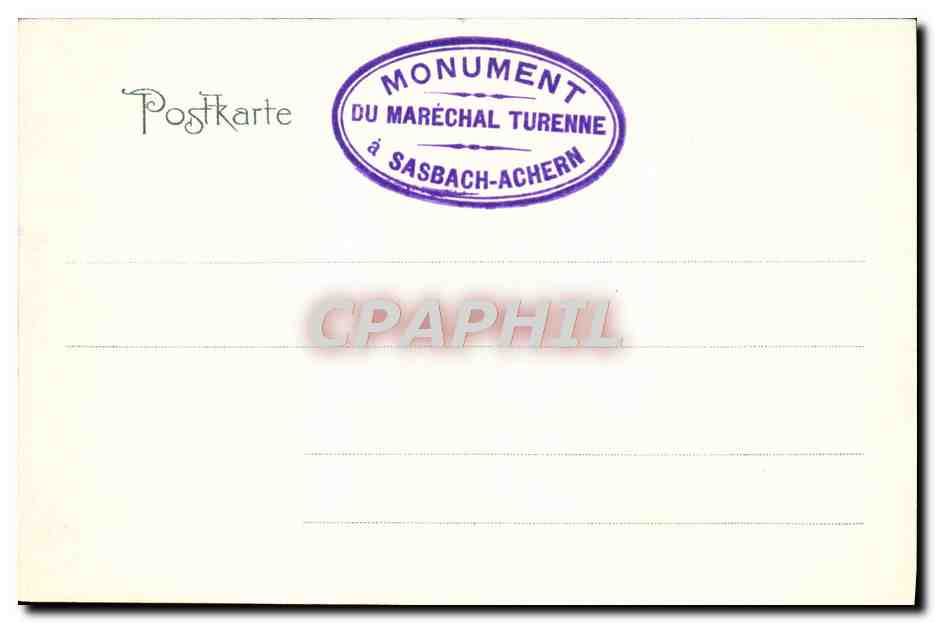 CPA Turenne Denkmal Sasbach amt Achern — Rückseite