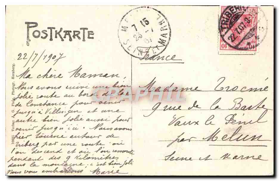CPA Triberg — Rückseite