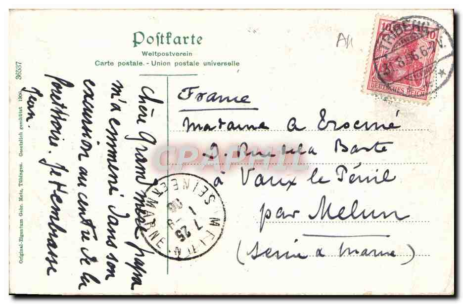 CPA Blick Auf Die Triberger Wasserfalle — Rückseite