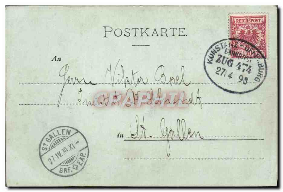 CPA Gruss Von Der Insel Mainau Carte 1898 — Rückseite
