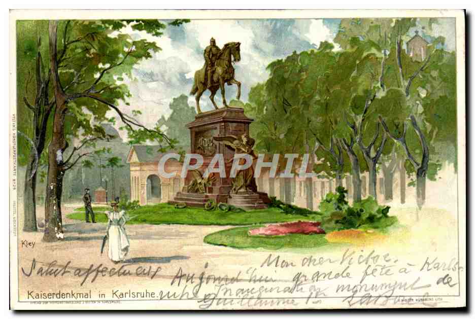 CPA Kaiserdenkmal In Karlsruhe Carte 1897