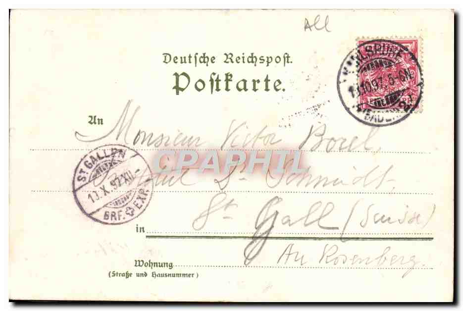 CPA Kaiserdenkmal In Karlsruhe Carte 1897 — Rückseite