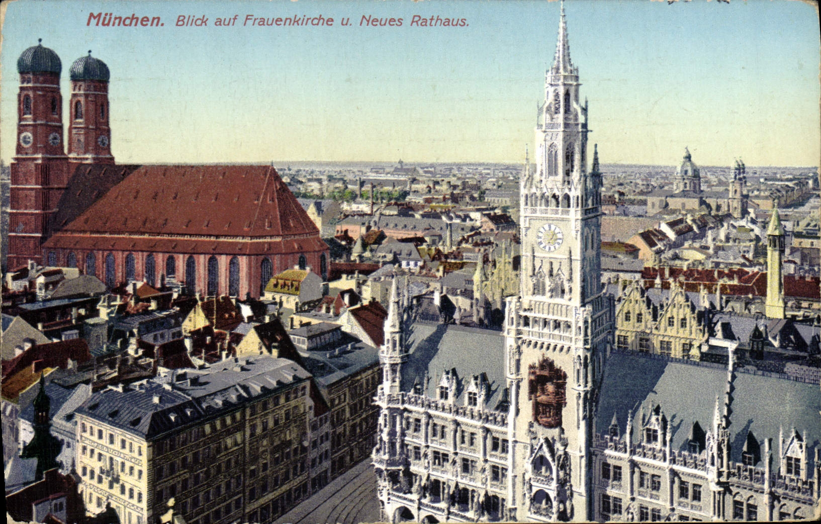 CPA Munchen Blivck Auf Frauenkirche U Neues Rathaus