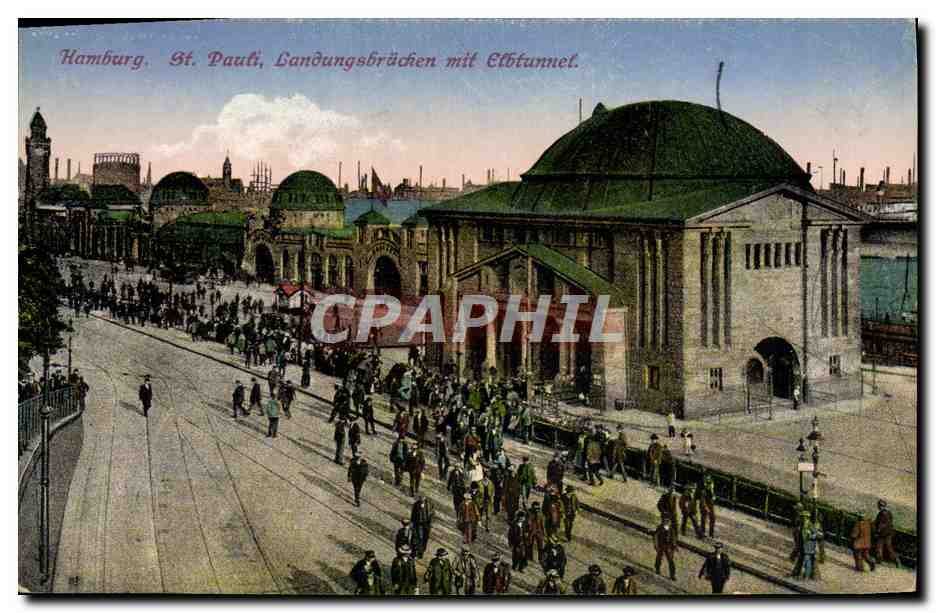 Hambourg, St. Pauli, Landungsbrücken mit Elbtunnel — éditeur CPAPHIL, n° 4538