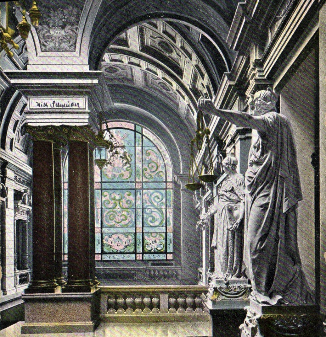 Intérieur du Rathaus de Hambourg — Gnad und Gerechtigkeit im Senatsgehege — Dr. Trenkler Co., Leipzig, Hbg. 459